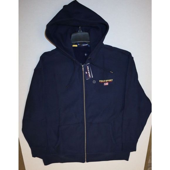Polo Ralph Lauren Men's Sz 2XB Navy Full Zip Hooded Thick Fleece Jacket $110 - Picture 6 of 8